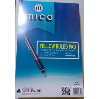 MICA Yellow Paper, Yellow Ruled Pad Made Of Quality Yellow Paper , sold per Ream / 10 pads per ream