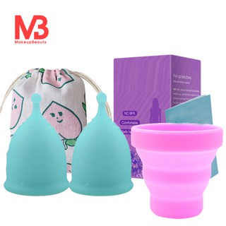 2Pcs/Lot Menstrual Cup Hygiene Medical Silicone Cup(Purple)L