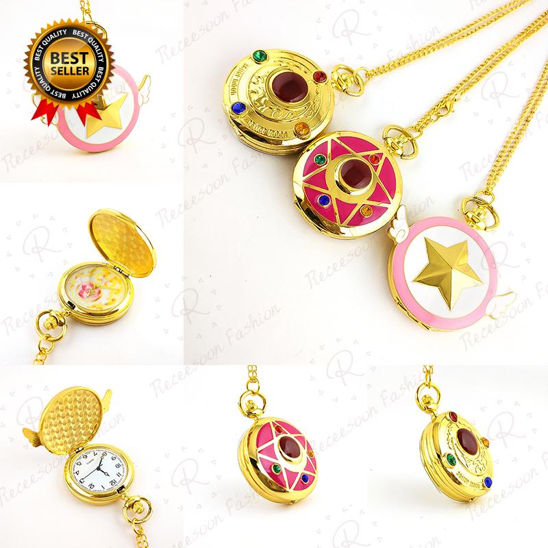 Cardcaptor Sakura Vintage Pocket Watch Anime Sailor Moon Girls Pocket Watches Kids Birthday Gift