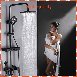 Shower Head Bathroom Shower Mixer Tap Black Rainfall Shower Faucet Set Bathtub Shower Mixer Faucet w