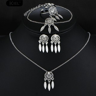 ‴Hollow Dream Catcher Tassel Necklace Earrings Ring Bracelet Women Jewelry Set