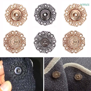 WMES1 Mini Sewing Buttons Hollow Metal Buckle Invisible Button Flower Shaped Apparel Sewing Clothing Sewing Accessories Metal Fabric Snap Buttons/Multicolor