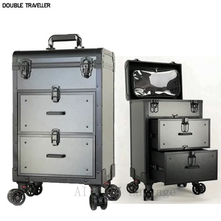 Trolley Cosmetic case Rolling Luggage,Men black Nails Makeup Toolbox,Beauty Tattoo Trolley Suitcases