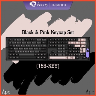 Akko Key cap Black & Pink 158-Key ASA Profile PBT Double-Shot Full Keycap Set for Mechanical Keyboards with Collection Box