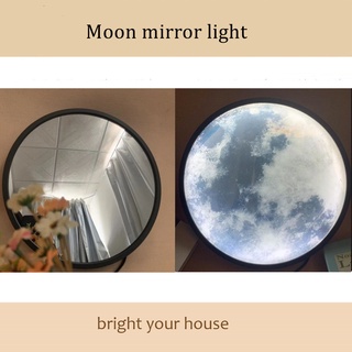 Moon round mirrors wall Mirror with light smart large Cosmetic Makeup led bedroom bathroom toilets