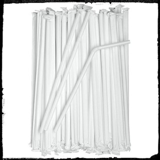 Individually wrapped bendable white straw (100pcs)