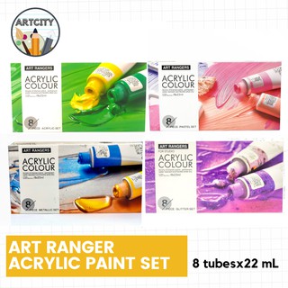 Art Ranger Acrylic Paint Metallic/Glitter/Pastel/Regular/Neon Set of 8 x 22 mL [ArtCity]
