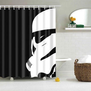 ✣2020 Dafield Custom Star Wars Shower Curtain A White Robot Face on Black Background Waterproof Poly