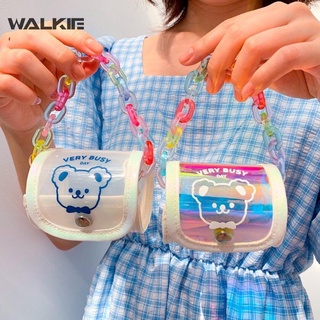 WALKIE Cute Korea Fashion Bear Coin Purse Laser Colorful Earphone Case Lisptic Holder Children Kawaii Hnadbag Gift Bags