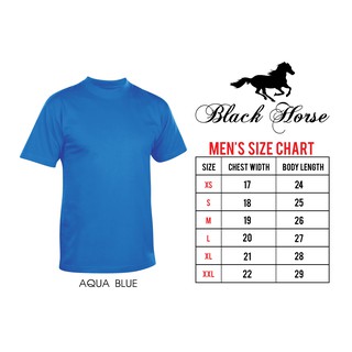 T-Shirt Round Neck Adult Plainshirt Unisex Black Horse (AQUA BLUE)
