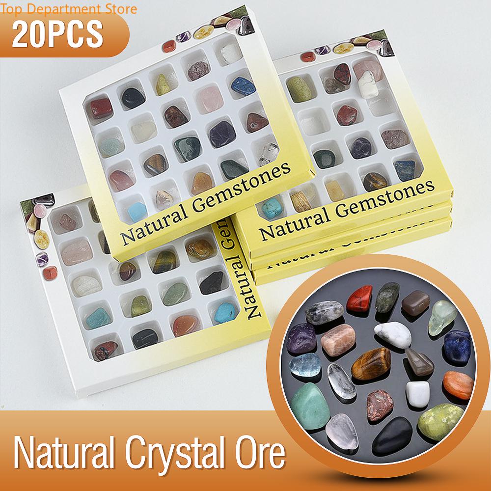 20xNatural Crystal Gemstone Healing Stone Collection Display (1)