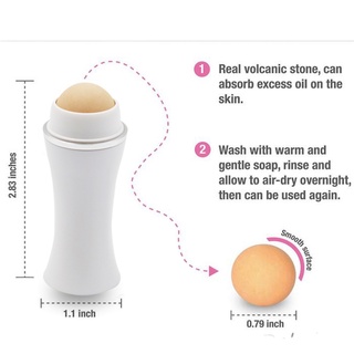 ✧✹✠Face Oil Absorbing Roller Volcanic Stone Blemish Remover Face Oil Removing Rolling Stick Ball, Wh