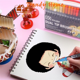 48/60/100/120 Colors Watercolor Pen Brush Markers Dual Tip Fineliner Drawing Coloring Art Markers (4)