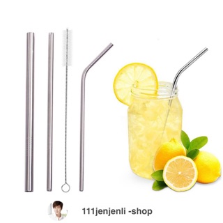 4pcs/set with pouch stainless metal straw