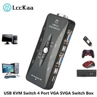LccKaa USB KVM Switch 4 Port VGA SVGA Switch Box USB 2.0 KVM Mouse Switcher Keyboard 1920*1440 Vga