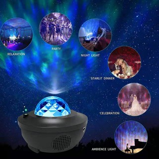 2022 Ambient light LED projector night light music player remote control star rotating night light