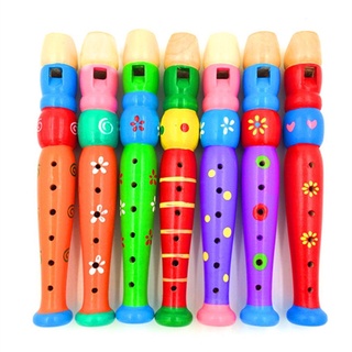 1pcs Cartoon Flute Wooden Clarinet 6 Hole Piccolo Children Puzzle Music Toy