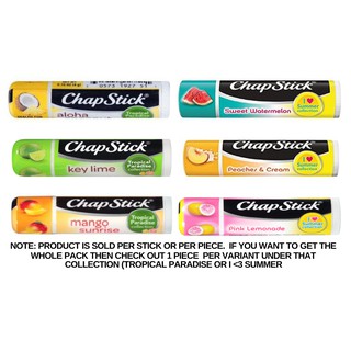 Chapstick Tropical Paradise and I Love Summer Lip Balm Collections (sold per 4 gram-stick)