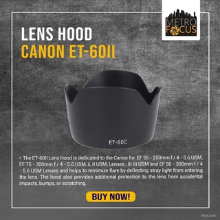 ET-60II Lens Hood for Canon EF 75-300MM F/4-5.6 III EF-S 55-250MM F/4-5.6 IS