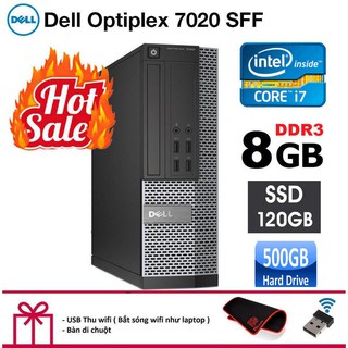 Dell Optiplex 7020 SFF CPU intel Core i7 4770 desktop case, 8GB Ram, 120GB SSD Hard Drive, 500GB HD.