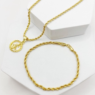 2in1 Jewelry set Fashionable 24K Bangkok Gold Plated unisex Necklace and bangles Women men