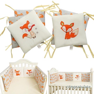 CONG 6 Pcs Baby Soft Cotton Crib Bumper Newborn Bed Cot Protector Pillows Infant Cushion Mat Nursery