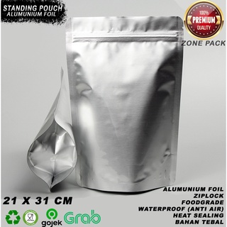 Standing Pouch full Aluminum Foil Thick 21x31 cm I Coffee Snack Packaging I Ziplock Paper Packaging