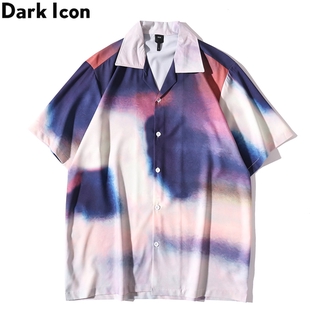Dark Icon Tie Dyeing Polo Shirt Men Summer Light Weight Thin Material Holiday Beach Men's Shirts