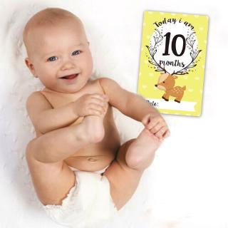 DE❀ 12 Sheet Baby Milestone Photo Sharing Cards Gift Set Infant Age Cards Photo Cards Photo Props