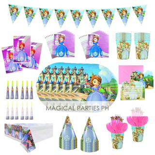 [118 Pcs ALL-IN PACKAGE] SOFIA THE FIRST Party Supplies Tableware and Birthday Needs for 12 Guests