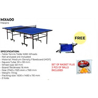 Maxpro MX400 Table Tennis with Wheels Net, Post, Racket Included
