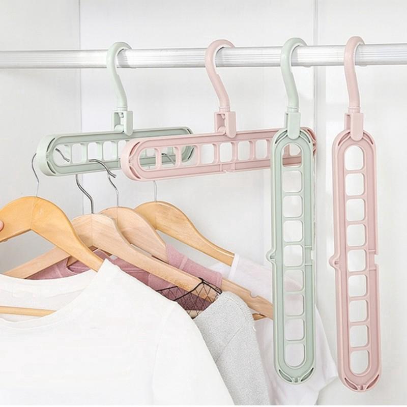 9 Holes Magic Rotatable Clothing Tie Hanger Hook Balcony Coat Hangers Plastic Wardrobe Storage Rack
