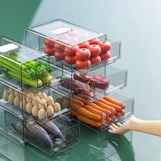 Refrigerator Organizer Clear Fruit Food Jars Storage Box Vegatable Meat Freezer Stackable Cabinet