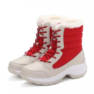 Ayugugu Christmas snow boots women plus fur winter shoes girls ankle boots
