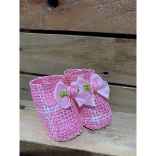 party decoration♝◑Abaca Mini Baby Shoes Souvenir Giveaway Baptism Christening Birthday Gender Reveal