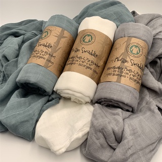3 Pack Bamboo Cotton Muslin Swaddle Blankets Soft Baby Bamboo Muslin Receiving Blanket Wrap for Boys