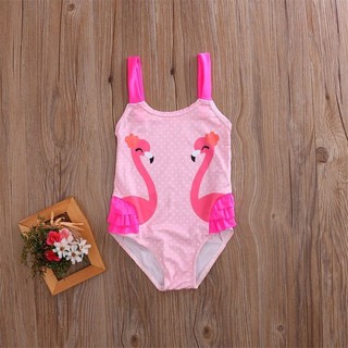 Cute Flamingo Baby Kids Swimsuit Swimwear Bathing Suit Bikini Set
