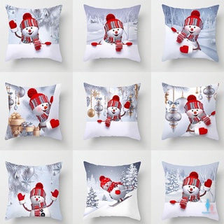❄Merry Christmas❄ Christmas Sofa Pillow Case 3D Cute Snowman Cushion Cover Polyester Pillowcase/ Christmas Linen Cushion Cover Throw Pillow Case Xmas Home Decor Festive Gift