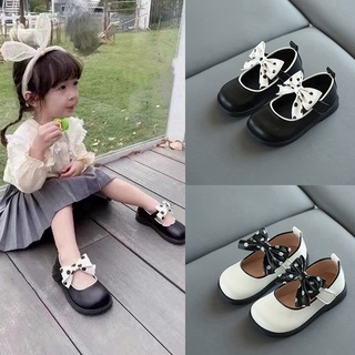 Kids Girls Wave Point Bow Princess Shoes Girl Soft Breathable Flat Leather Shoes 2-6Yrs Kid Prom Shoe