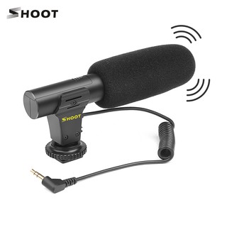 SHOOT XT-451 Portable Condenser Stereo Microphone Mic with 3.5mm Jack Hot Shoe Mount for Video Studio Recording Interview Webcast