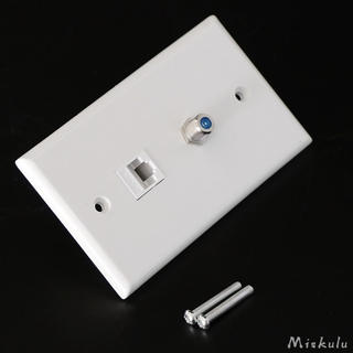 Coaxial F Connector Ethernet Network RJ45 Jack Wall Plate Socket Outlet