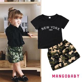 ♬MG♪-2pcs Toddler Kid Baby Girl T-shirt Tops Camouflage Skirt Dress Clothes Summer Outfit