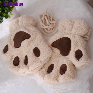 JYPH Cute Cat Claw Plush Mittens Fluffy Bear Gloves Costume Half Finger Party Gift JYY