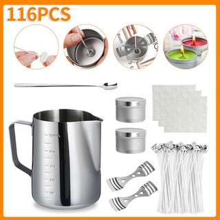 116PCS Candle Making Kit DIY Handemade Candles Scented Party Stainless Steel Craft Tool Set Pouring Pot Wicks Wax Kit Gift