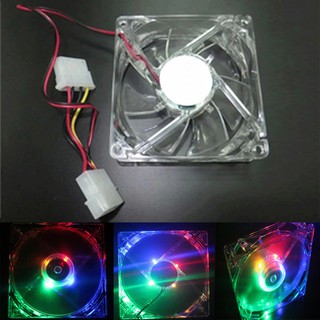 BNB@Blue/RGB Quad 4-LED Light Neon Quite Clear 80mm PC CPU Computer Case Cooling Fan (1)