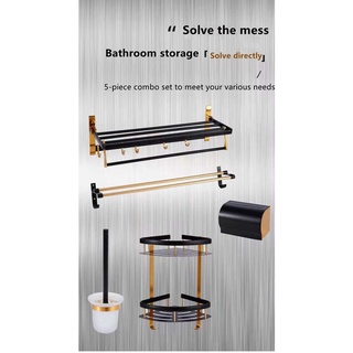 ❇☢♕Towel bar space aluminum Bar ng twalya sa banyo Nordic towel rack free shelf perforated bathtub