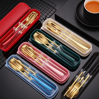 3 in 1 tableware student tableware fork spoon chopsticks gift portable set (1)