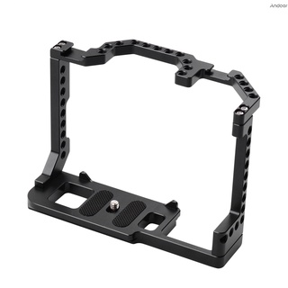 Andoer Camera Cage Aluminum Alloy with Dual Cold Shoe Mount 1/4 Inch Screw
