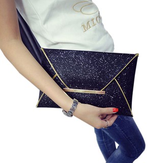 Simple Fashion Women Envelope Clutch Bag Solid Color Leather (3)