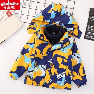 Hot sale✁❀Boys jacket three-in-one detachable 2021 autumn and winter children s wear plus fleece liner jacket for small and medium-sized children